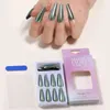 Unghie Finte LULAA 24 Pezzi Manicure Olografico Falso Verde Fata Unghie Presse Su Scolorimento Punte Acriliche Unghia Art