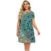 Plus Size Kleider Vintage Ethno-Stil 3D-gedruckte Kleider für Frauen Sommer Kurzarm Lose übergroße Damenkleid Plus Größe 4XL 5XL 6XL 230209