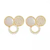 Stud Earrings Round Crystal Earring For Women Geometric Brincos Fashion Sweet Mini Gold Color Drip Korean Jewelry Wholesale