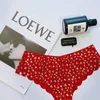 Culotte femme CaSo sous-vêtement sans trace en soie glacée femme rose Sexy vague bord lettre amour grand rouge couleur unie point A2-803