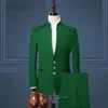 Mens Suits Blazers Thorndike Erkekler Take Çin Stil Stand Yakası Erkek Düğün Damat İnce Fit Standerd Boyut Seti Tuxedojacketpant 230209