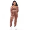 Tracksuits Haoohu Sweatsuit Plus Size 여성 의류 3 조각 세트 벨벳 매칭 정장 지퍼 탑 베스트 바지 스포츠웨어 Urban Casual 2023