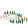 Christmas Decorations 33Pcs Fake Pine Tree Small DIY Santa Snow Frost Village House Decoration