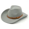 Berets unisex zachodni kowboj czapka z punkowym paskiem Cowgirl Panama Top Jazz Cap Fedoras szerokie akcesoria na nakrycia głowy