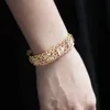 Link Chain Women Men 585 Rose Gold Color Bracelet On Hand Bangle Fashion Cut Out Carved Flower Heart Oval Wristband Chains Bracelets CBM04 G230208