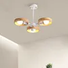 Lichter nordische hölzerne Kronleuchterlampe für lebendiges Schlafzimmer Esszimmer Dekor runde Holzlampenschatten Schwarz E27 Decke Hanging Licht 0209