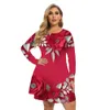 Vestidos de tamanho grande 5xl 6xl plus size feminino roupas moda moda de manga longa vestidos estampados florais mulheres para outono tamanhos grandes vestido solto 230209