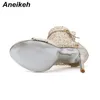 Aneikeh Summer Glitter New Gladiator Air Mesh Sandalias Sexy Sandals Mujer Mujer Tacón alto Peep Toe Stripper Party Party Tisos delgados Bombas T230208 55A65 S