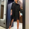 Casual Dresses Sequins Women Long Sleeve Belt Mini Party Dress Loose O-neck Ladies Solid Bling Fashion Vestidos 2022 New Year Formal Y2302