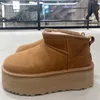 5 cm Kadın Kar Botları Avustralya Klasik Ultra Mini Platform Boot Sheepskin Shearling Kömür Chesut Siyah Kahverengi Moda Konforu Kış