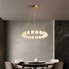 Lights Luxury Chandelier Pearl Necklace Ring Acrylic Ball Copper LED Ceiling pendant lights Living Room Lamp Bedroom Light Fixture 0209