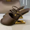 Letra Strange Slippers Sexy Peep Toe Slingbacks Sandiator Sandals Women Pumps Summer Mules Sapatos de vestido de salto alto T230208