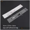 Sacs D'emballage Sac Cadeau 200 Pcs Effacer Refermable Bopp Poly Cellophane 5X30 Cm De Long Transparent Opp Auto-Adhésif Stockage En Plastique Cosmeti Dhcbi