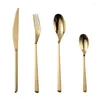 Set di stoviglie Specchio dorato Brillante stoviglie in acciaio inossidabile 304 Coltello da bistecca Forchetta Cucchiaio da caffè Utensili turistici completi per cucina