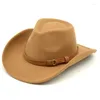 Berets unisex zachodni kowboj czapka z punkowym paskiem Cowgirl Panama Top Jazz Cap Fedoras szerokie akcesoria na nakrycia głowy