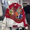 Chaquetas de mujer, chaqueta de bombardero con bordado de dibujos animados, uniforme de béisbol de Hip Hop Harajuku, abrigo cálido para otoño e invierno, traje de motocicleta para hombre 230209