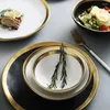 Płytki Europejski złoty bok ceramiczny talerz ceramiczny zachodni stek stołowy sałatkowy deser makaronowa zastawa stołowa domowa taca kuchenna akcesoria