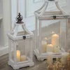 Candle Holders Vintage French Romantic Glass Windproof Tabletop Decoration Retro Lantern Set