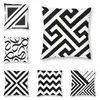 Travesseiro /decorativo geométrico preto e branco Maze Print Sofá Tampa de veludo abstrato linhas monocromáticas arremesso de caixa de case de quarto