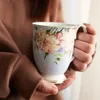 Muggar europeiska pastoral ben porslin kaffemjölk mugg keramisk kreativ blommig målning vatten kopp eftermiddag tecup kök drycker gåvor