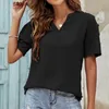 Damskie bluzki moda solidna koszula szyfonowy letni fairball z krótkim rękawem Koszulki luźne swobodne topy blusas mujer khaki