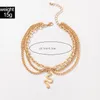 Anklets Metal Hollow Heart Snake Multilayer Foot Chain For Women Bohemia Leaves Shells Starfish Leg Bracelet Beach Jewelry W296