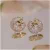 Stud High Quality Alloy Fl Diamond Pony Wings Earrings Ear Cute Owl Bird Pearl Earring For Women Drop Delivery 202 Dhdwq