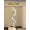 Lustres Led Lustre Doré Duplex Grenier Salon Escalier Long Cristal El Décoration Pendentif Goutte Livraison Lumières Éclairage Dhgi8