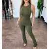 Domans jumpsuits Designer Solid Rompers Sexy mouwloze zipper slanke hoge taille bodysuit zomer capris broek toevoegen xs maat