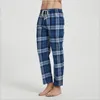 Męska odzież sutowa 2023 Wiosna jesień mężczyzn bawełniane spanie dna męskie spodnie męskie spodnie męskie w kratę spodnie piżama spodni home s-xxl