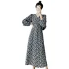 Повседневные платья лето для женщин 2023 модная v-образная ряд Puf Puf печать с длинным рукавом цветочное сладкое платье Женщина