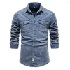 Camisas casuais masculinas Spring Autumn Cotton Denim Shirt Moda de moda masculina TOPOS DE MAIOS RETRO JEAN MASCO MASCO Tops de ponta sofisticada