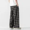 Pantaloni da uomo MrGB Summer Plaid Uomo Gamba larga Pantaloni casual unisex alla moda in stile cinese Pantaloni maschili oversize giapponesi