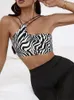 Women's Tanks Sexy High Street Zebra Striped Asymmetrical Neck Cami Top Women Summer Y2K Clothes Club Party Backless Crop Streetwear 2023