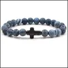 Beaded Strands Cross Bracelet Yoga Chakra Weathered Agate Stone Bead Drop Delivery Jewelry Bracelets Dh13Y