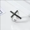 Band Rings Vintage Black Big Cross Open Ring For Women Party Jewelry Men Trendy Gothic Metal Finger Drop Delivery Dhqle