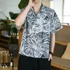 Mäns casual skjortor Mrgb Summer Men's Animal Ausch Tiger Print BLOUSES Kinesisk stil Vintage Male Cardigan Kort ärm