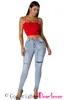 Jean femme bleu délavé fondu skinny 230209