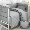Bettgitter, weiß, grau, Babybett-Set, Baumwolle, einfarbig, Kissenbezug, Bettbezug, Bettlaken-Sets für Kinderbett, 230209