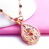 Chains Purple Gold Plated 14K Rose Round Bead Water Drop Necklace Pendant Fashion Shiny Exquisite Women's JewelryChains