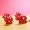 Porte-clés 2023 Arrivée Année Du BŒUF Culture Chinoise Mascotte Sac Pendentif Vache Rouge Son Lumineux LED Porte-clés Porte-clés Jouets Pour Enfants