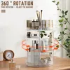 Boîtes de rangement Organisateur de maquillage rotatif à 3 niveaux avec compartiment Présentoir de support rotatif à 360 ° pour rouge à lèvres cosmétique