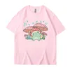 メンズTシャツコットンメンTシャツファッショナブルで面白いカエルかわいいパターンOネックマンTシャツトップスティーティシャツ男性シャツ