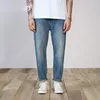 Erkekler Kot 2023 Sonbahar Konforlu Konik Pamuk Ayak Bileği Uzunluk Vintage Yıkanmış Denim Pantolon Artı Beden Giysileri
