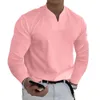 Mens Polos Spring Autumn Golf Clothes Fashion Highcollar Shirt Casual Longsleeeved Polo Solid Color VTurtleneck Roupas 230209