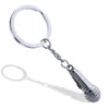 Keychains Creative Microphone Keychain Music Gifts Key Chain Metal Ring Fashion KeyFob Tools