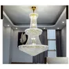 Ljuskronor Golden Crystal Chandelier vardagsrumslampa Modern lyxig stor duplex Building Villa El Lobby Ladder Decoration Drop Del DH2D8