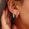 Hoop Huggie Creative Design été coloré Blingbling cristal pavé boucles d'oreilles créoles rouge rose violet bleu clair CZ boucles d'oreilles pour les femmes 230209
