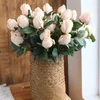 Decorative Flowers 1pc Rose Artificial Silk Bouquet With Leaves Wedding Party Decoration Fake Home El Display