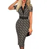 Casual jurken lente zomer dames strakke deteldetail jurk mode elegant kantoor dames plaid print riem korte mouw hete nieuwe vestidos y2302